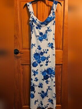SHEIN Blue Floral Soft Maxi Sun Dress Small NWOT